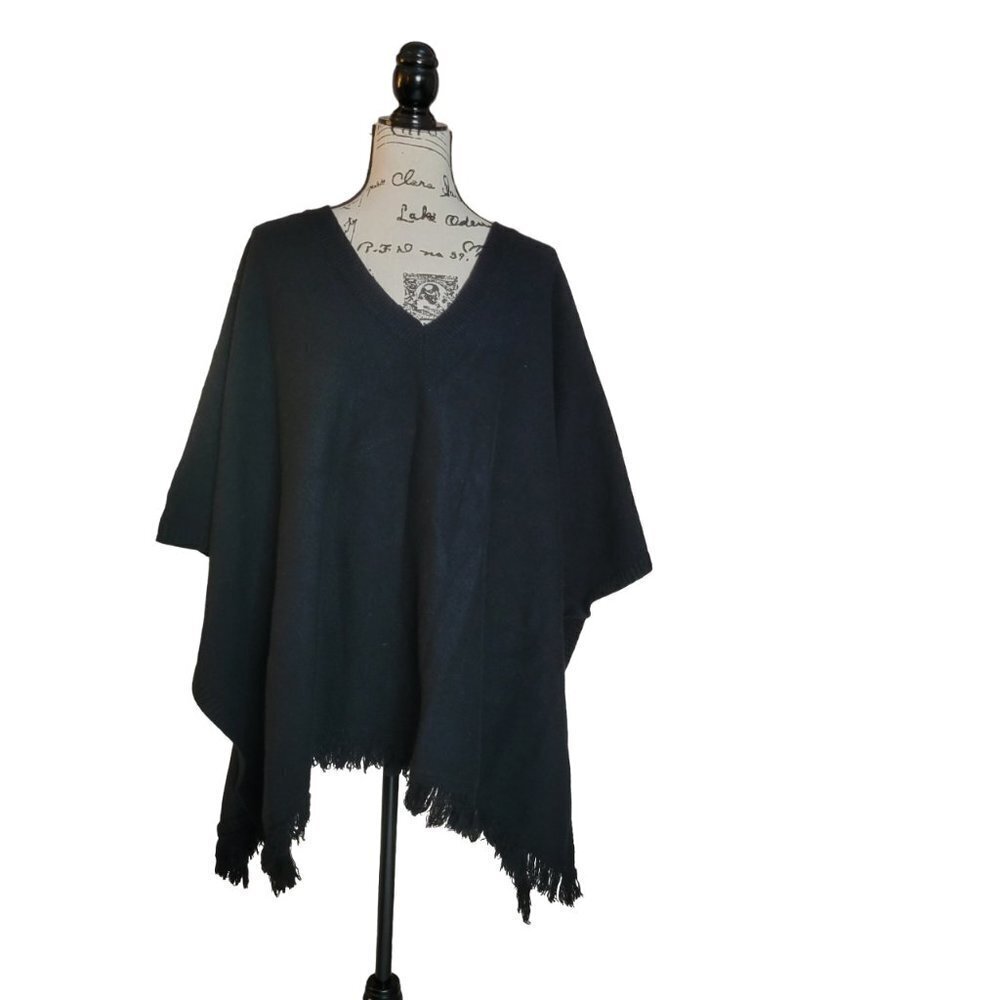 Tularosa Black Top Wrap Throw Cover Poncho - Size XS/S